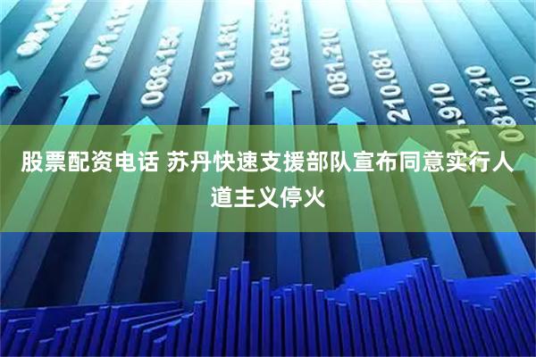 股票配资电话 苏丹快速支援部队宣布同意实行人道主义停火